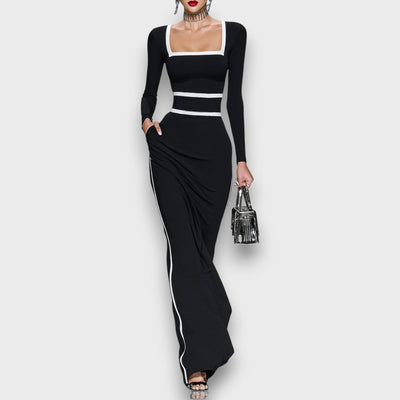 Salvinea – Figurbetontes Maxikleid mit quadratischem Ausschnitt