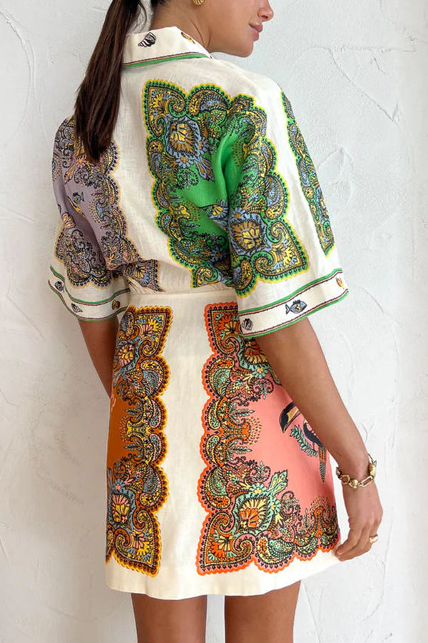 Coco™ - Meerjungfrau Druck Shirt Mini Kleid