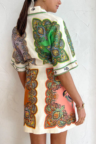 Coco™ - Meerjungfrau Druck Shirt Mini Kleid