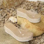 Evelyn - Transparente Damen-Rutschsandalen mit einem Band