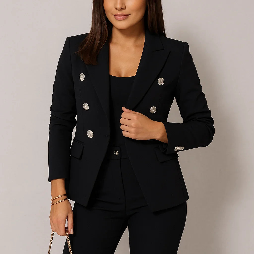 Damen Anzug Set Zweireihig Slim Fit Blazer & Hose
