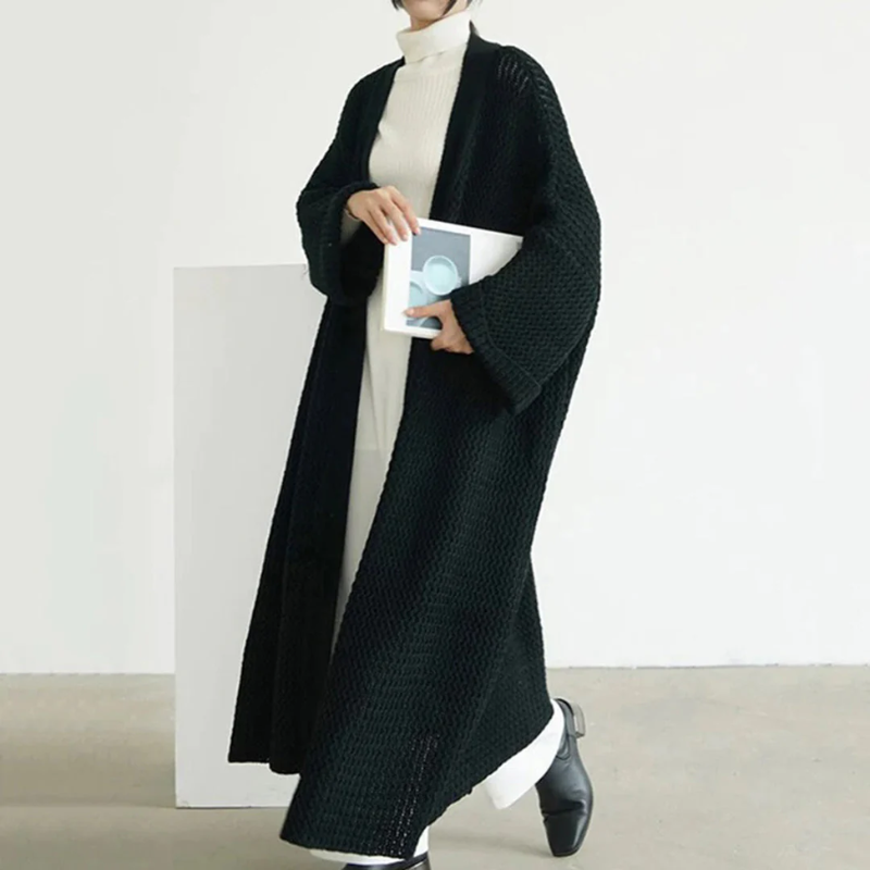 Nephele | Damen Lang Strickjacke | Beige