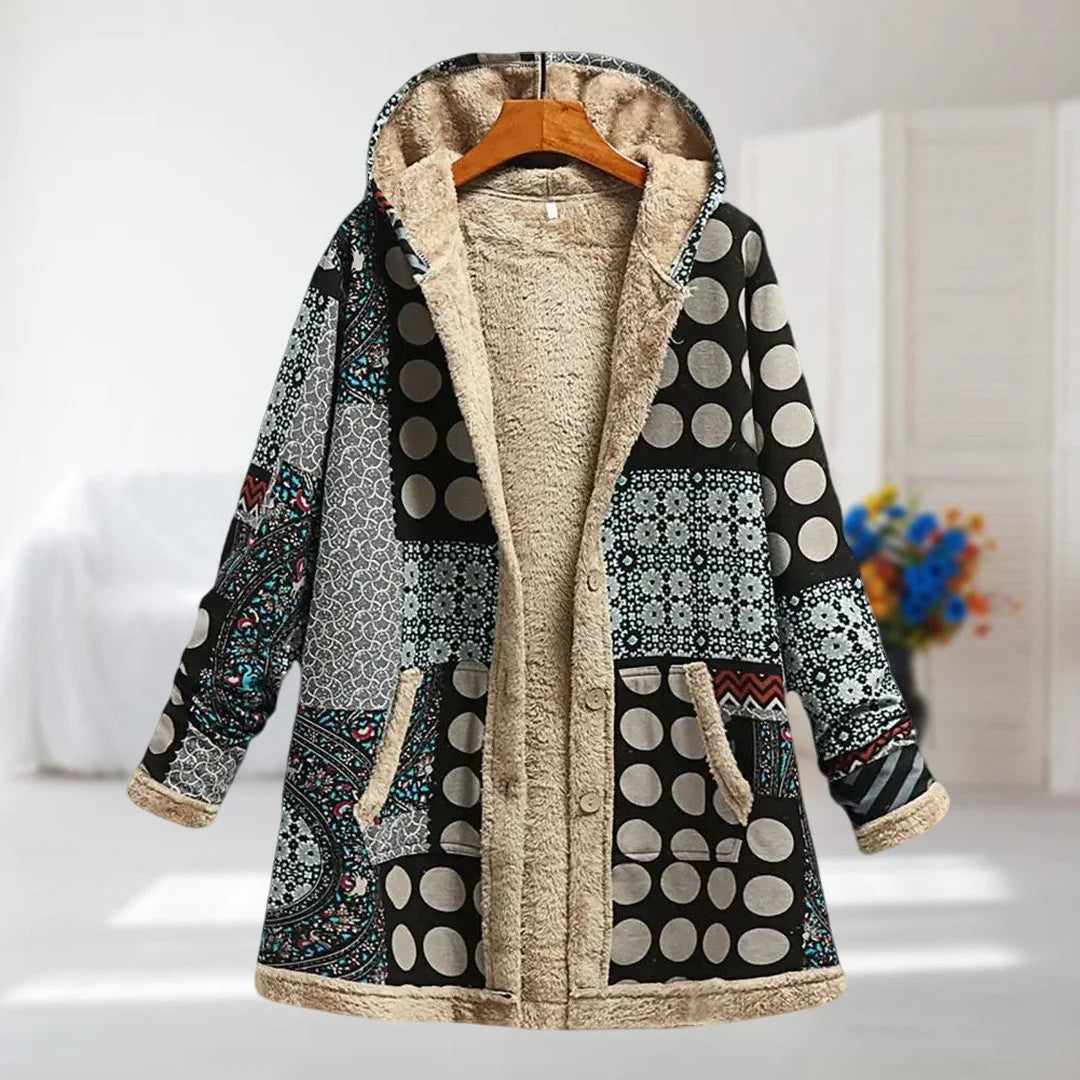 Damen Fleecejacke mit Blumenmuster und weichem Futter