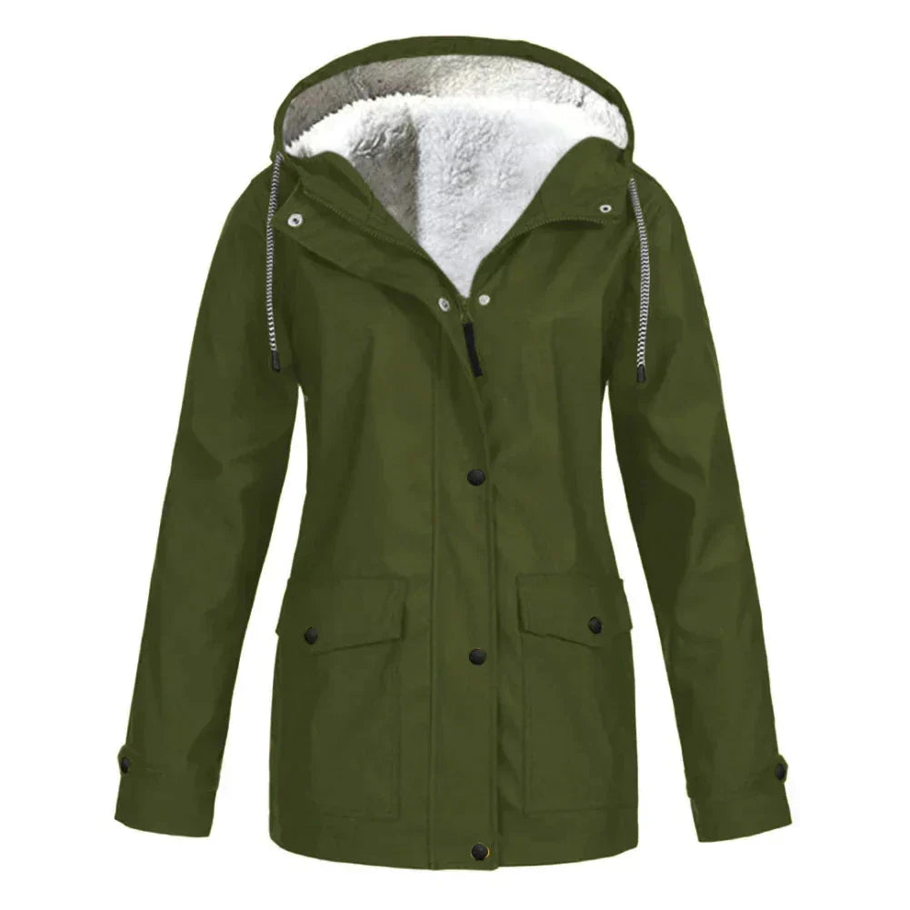 Damen Regenjacke mit Futter und Kapuze
