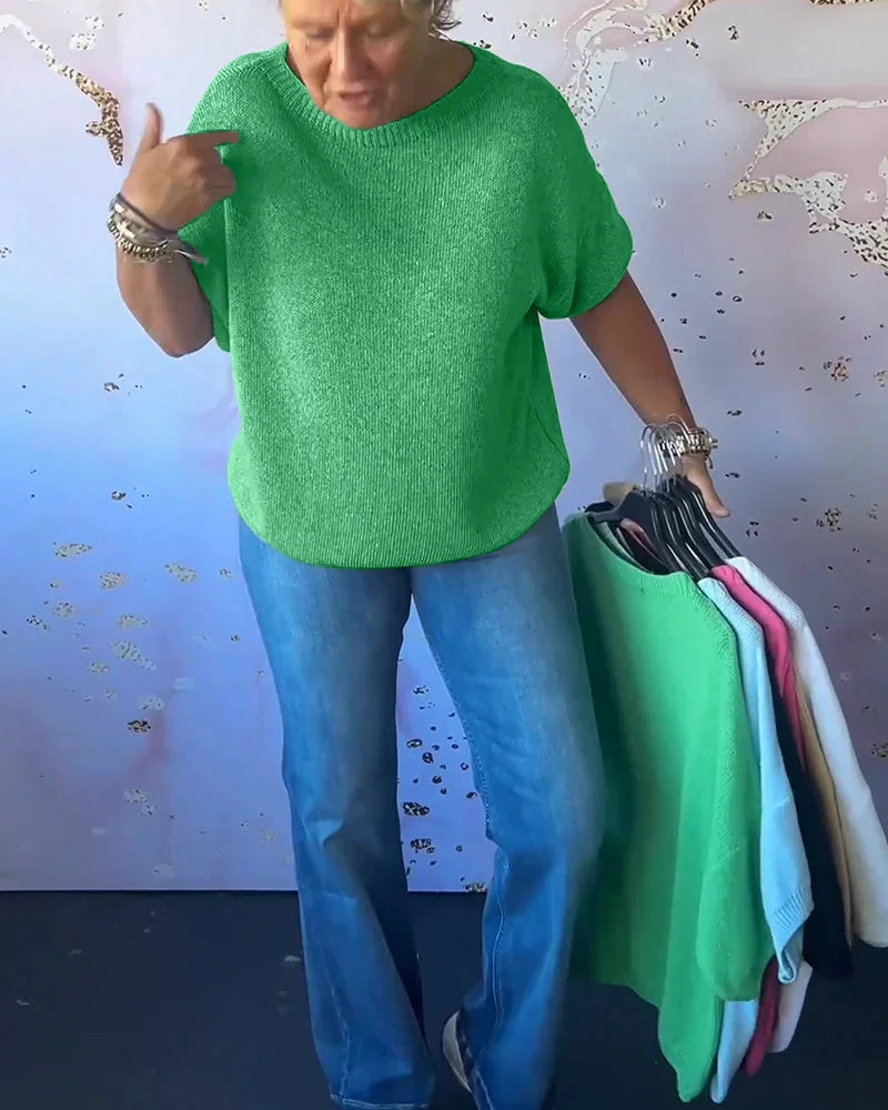 Damen Strickoberteil mit lockerer Passform und Rundhals