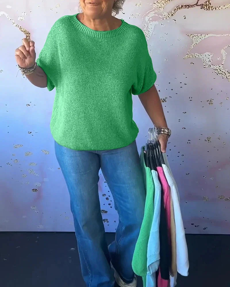 Damen Strickoberteil mit lockerer Passform und Rundhals