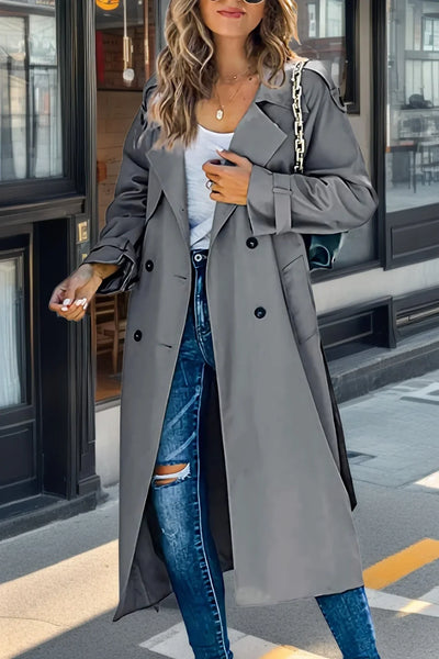 Damen Trenchcoat mit Zweireihigem Design und Gürtel