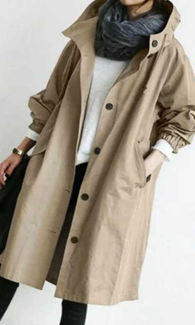 Morgana | Damen Trenchcoat Schwarz | Lange Jacke