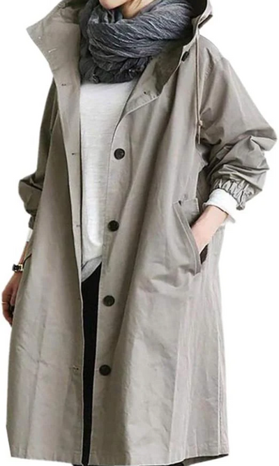 Morgana | Damen Trenchcoat Schwarz | Lange Jacke