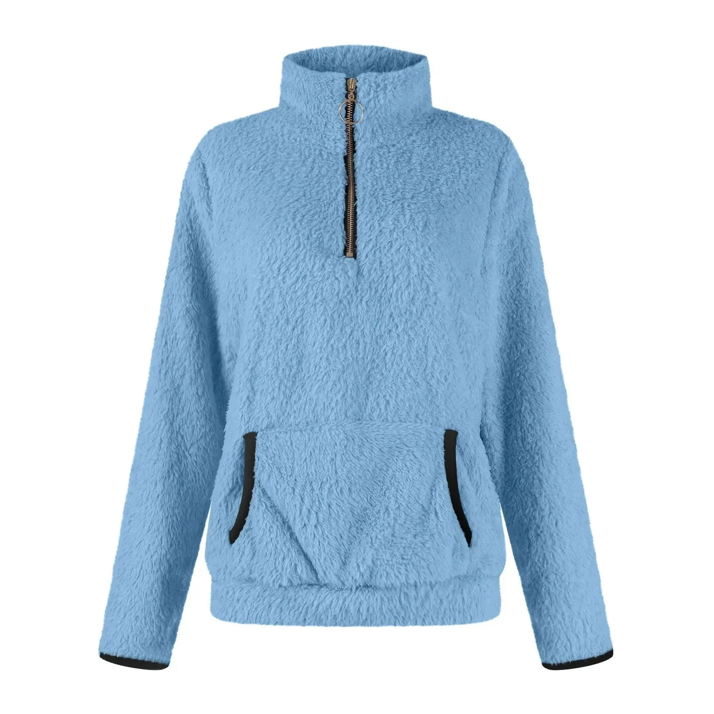Damen Zipper Pullover mit praktischem Kängurutasche