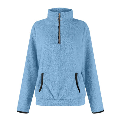 Damen Zipper Pullover mit praktischem Kängurutasche