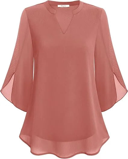 Damenbluse mit Flatterärmeln und V-Ausschnitt