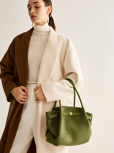 Damen Shopper Wildleder Tasche  – Grün & Geräumig