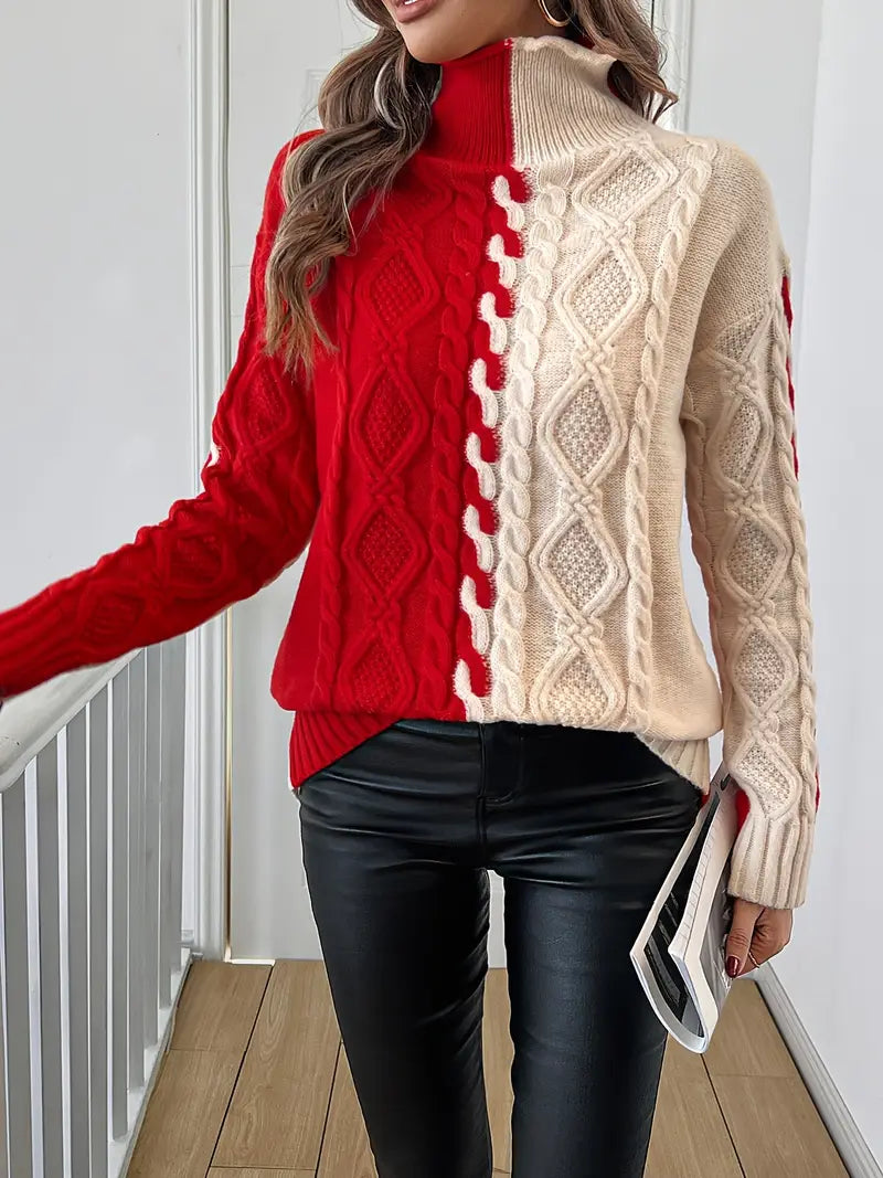 Leovia – Eleganter Gestreifter Pullover Mit Hohem Kragen