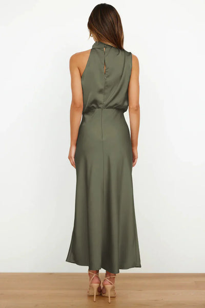 Rebecca | Halterneck Satin Maxikleid