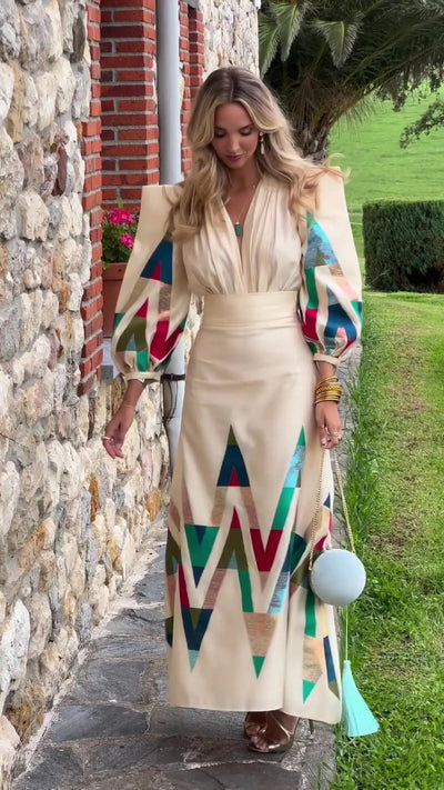 Eleni – Bedrucktes 2 Teiliges Set mit V-Ausschnitt