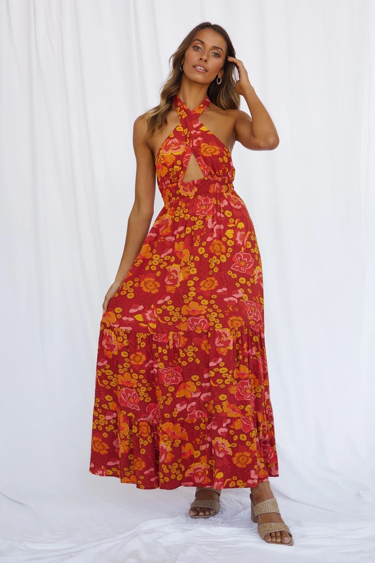 Silene | Langes Kleid Geschlitzt Rückenfrei