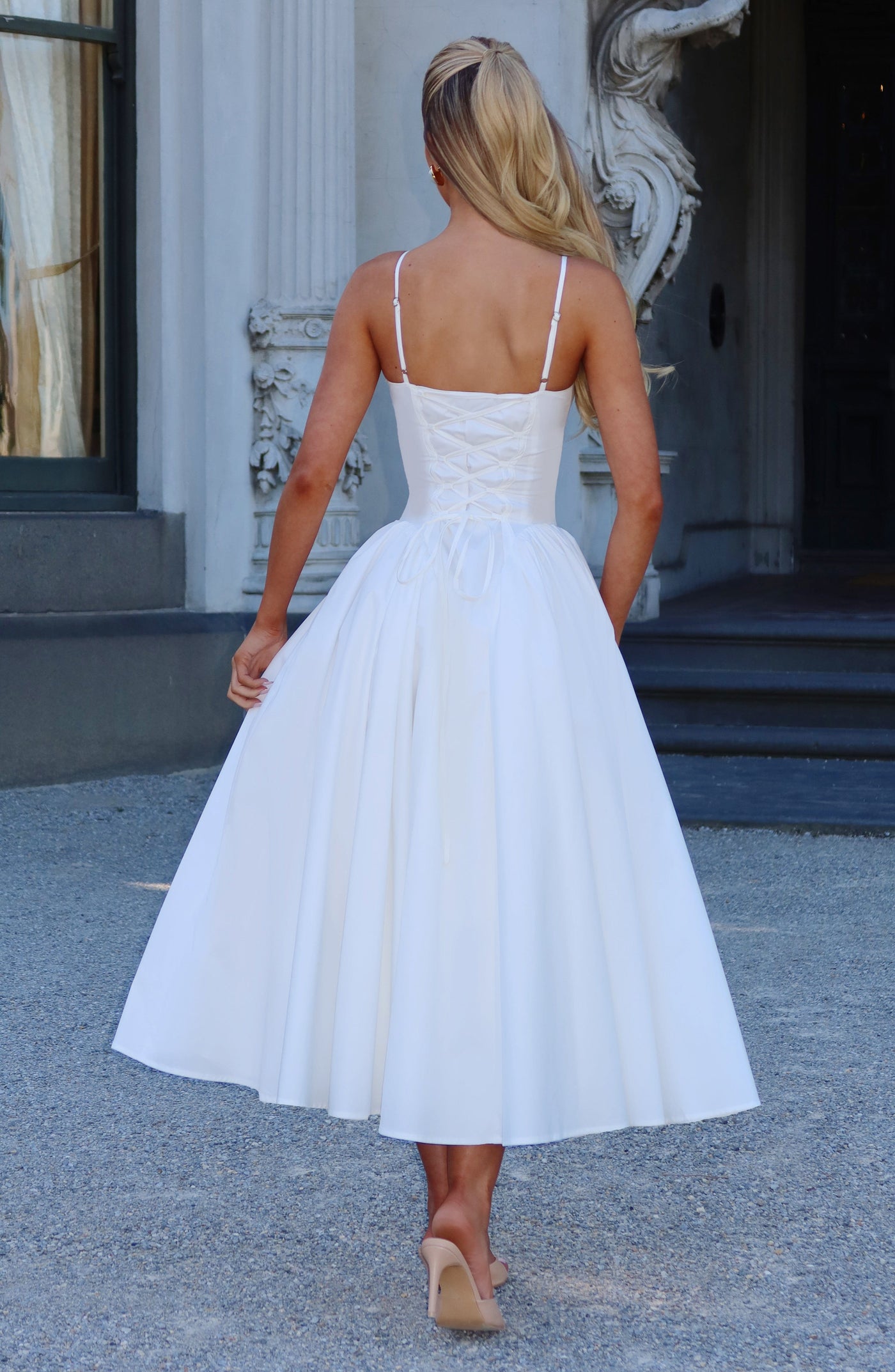 Emerson | Elfenbein Midi Kleid