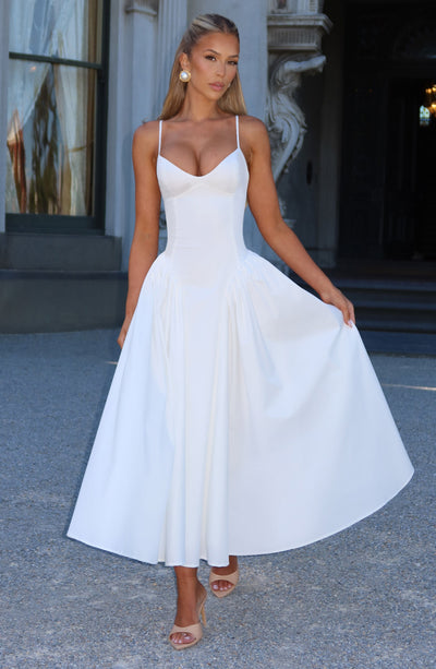 Emerson | Elfenbein Midi Kleid