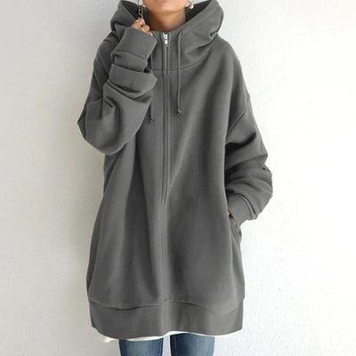 Cristina® | Langer, gemütlicher Kapuzenpullover für Damen