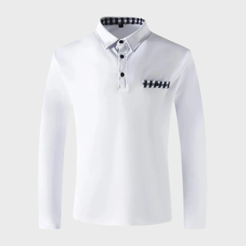 Sandro | Herren Langarm Poloshirt | Weiß