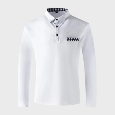Sandro | Herren Langarm Poloshirt | Weiß