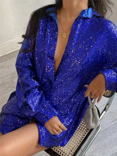 Paola – Funkelnde Oversize-Glitzerbluse für Damen