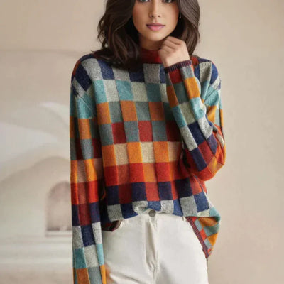 Clara Karierter Strickpullover