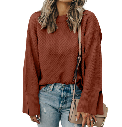 Relaxter Pullover mit geteiltem Saum für Damen