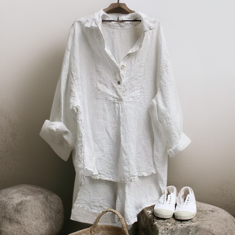 Jaila | Vintage-Bluse mit V-Ausschnitt und Knöpfen