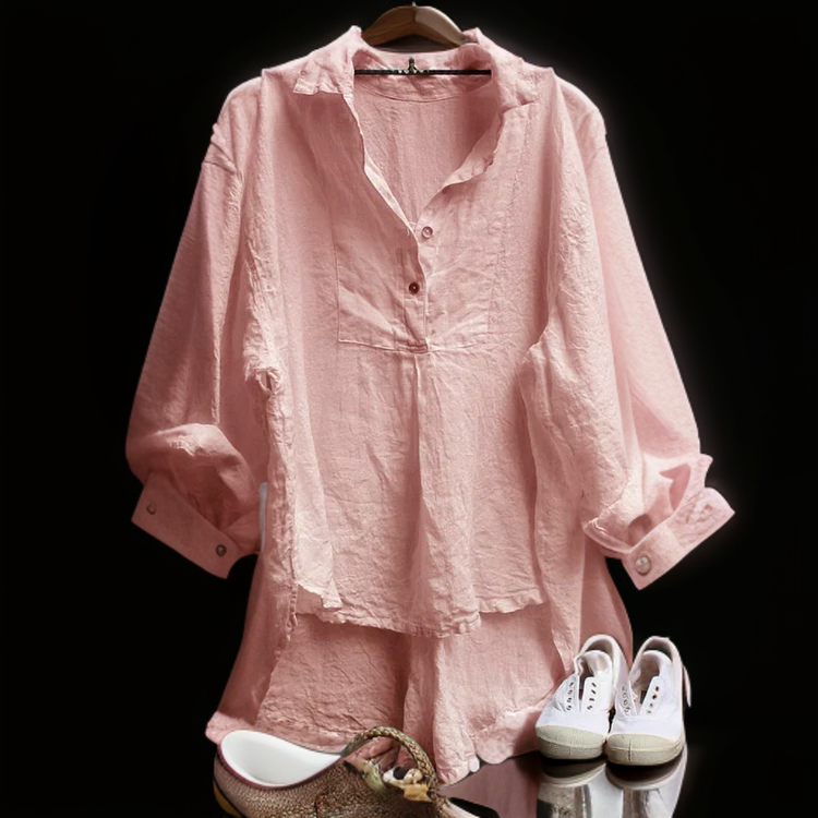 Jaila | Vintage-Bluse mit V-Ausschnitt und Knöpfen