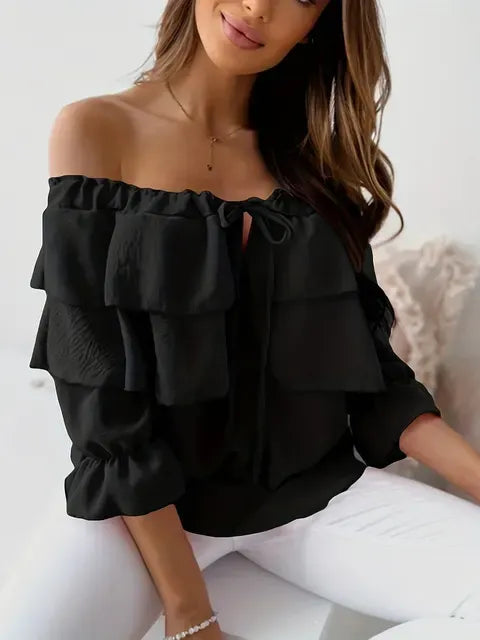 Vanessa - Chiffon-Schulterfreie Bluse