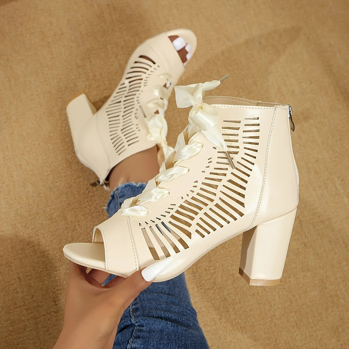 Jane - Frauen solide Farbe klobige Ferse Schuhe