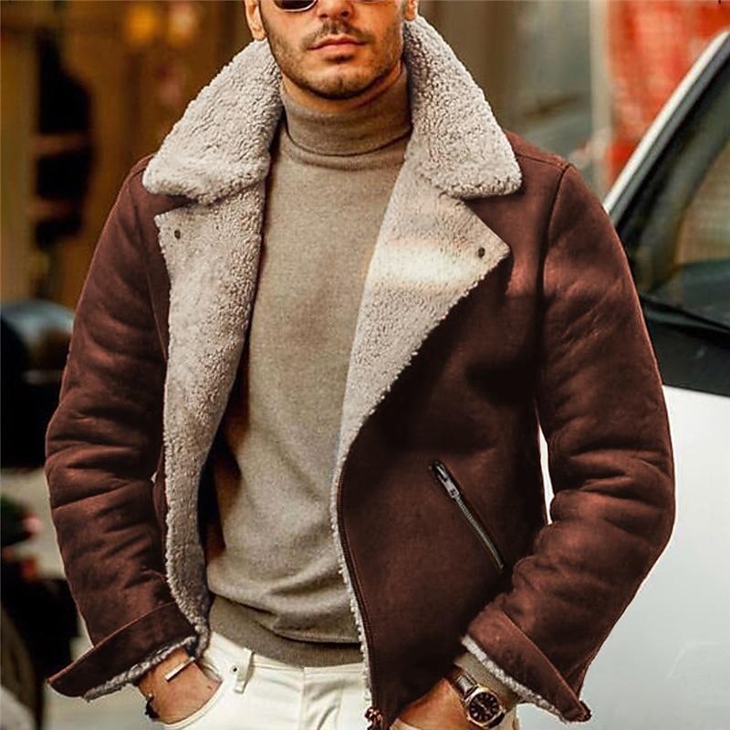 Herren Reverskragen Jacke mit Reißverschlusstaschen