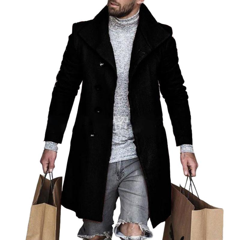 Eleganter Knopfmantel mit Reverskragen für Herren