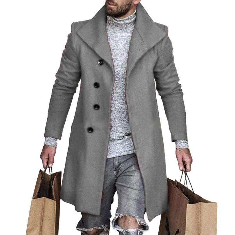 Eleganter Knopfmantel mit Reverskragen für Herren