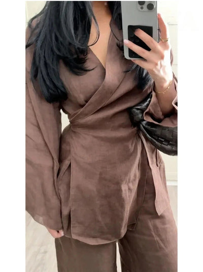 Gabriela® | Leinen-Kimono-Set