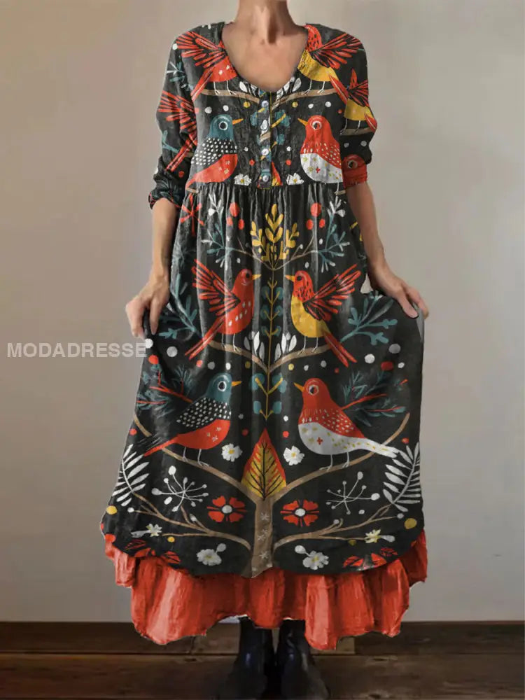 Frauen Norwegen 17. Mai Kleid mit Blumenmuster