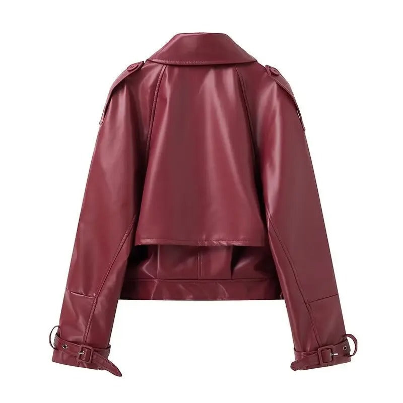 Georgina® | Herbstliche Lederjacke in der Farbe Aubergine