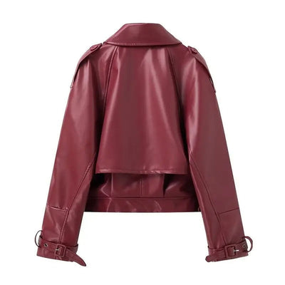 Georgina® | Herbstliche Lederjacke in der Farbe Aubergine