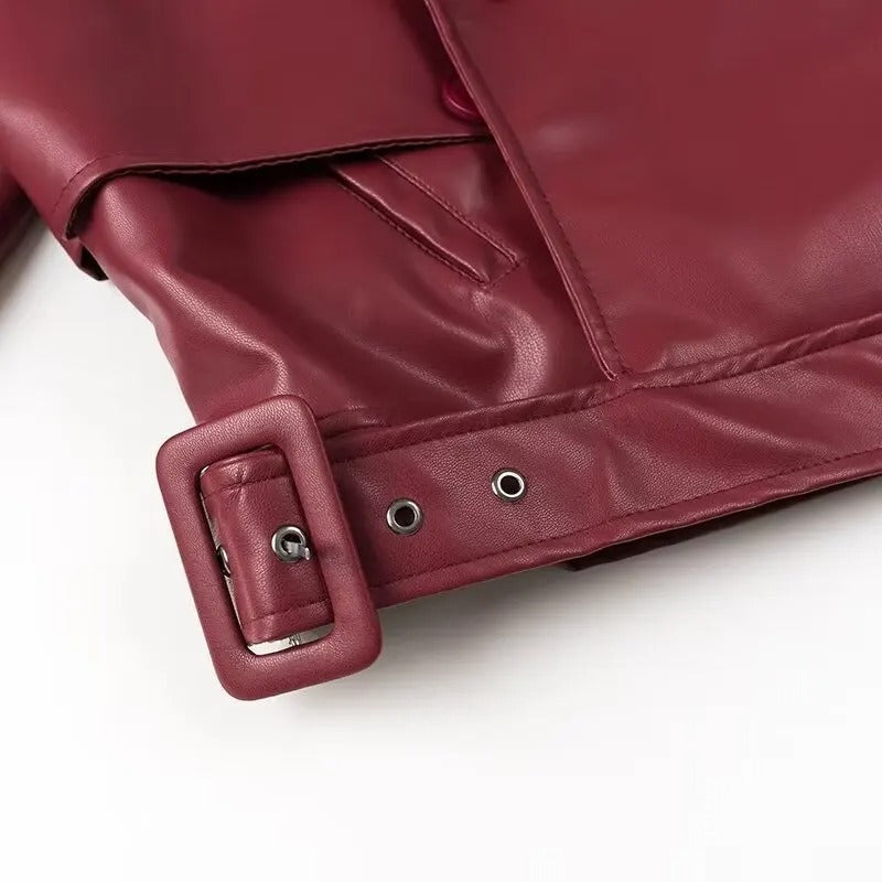 Georgina® | Herbstliche Lederjacke in der Farbe Aubergine