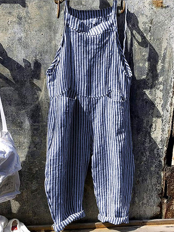 Amelia™ | Damen Latzhose mit weitem Schnitt und Streifen