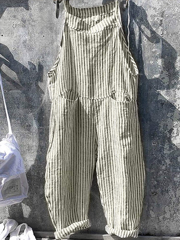 Amelia™ | Damen Latzhose mit weitem Schnitt und Streifen