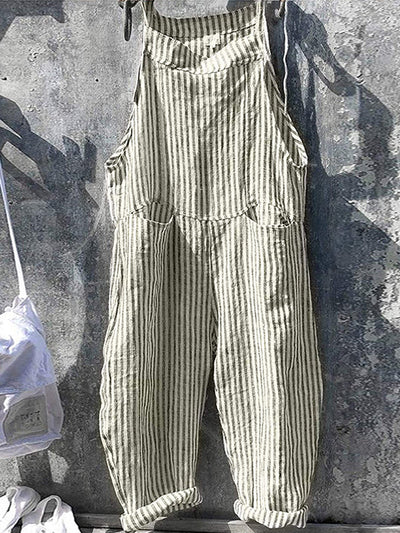 Amelia™ | Damen Latzhose mit weitem Schnitt und Streifen