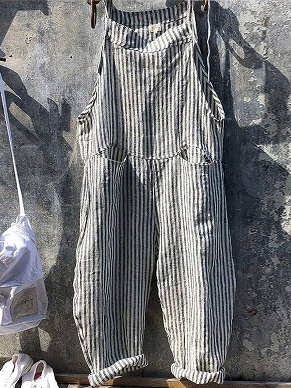 Amelia™ | Damen Latzhose mit weitem Schnitt und Streifen