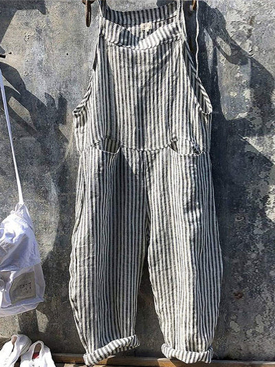 Amelia™ | Damen Latzhose mit weitem Schnitt und Streifen