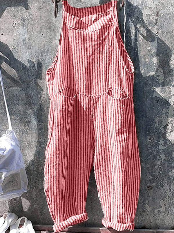 Amelia™ | Damen Latzhose mit weitem Schnitt und Streifen