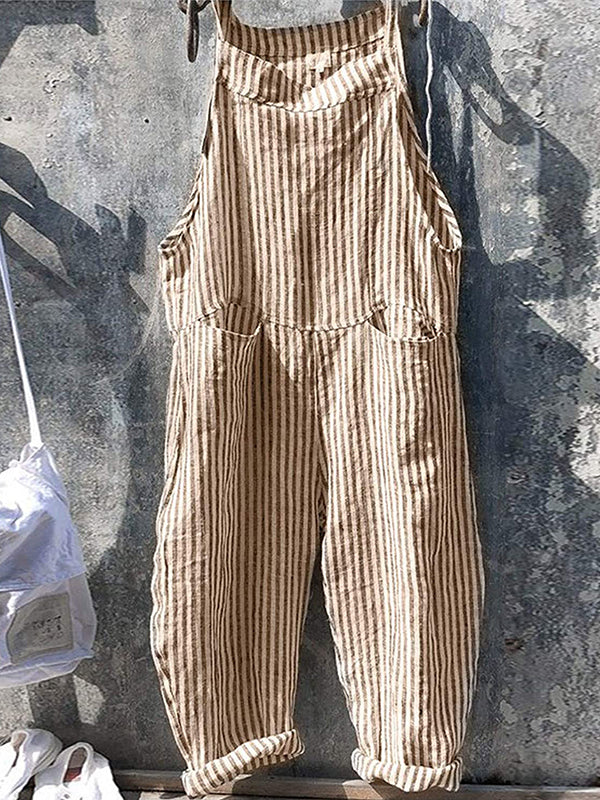 Amelia™ | Damen Latzhose mit weitem Schnitt und Streifen