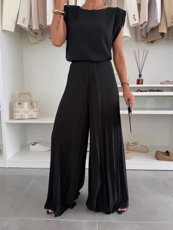 Almut | Elegantes Set mit plissierter Palazzo-Hose