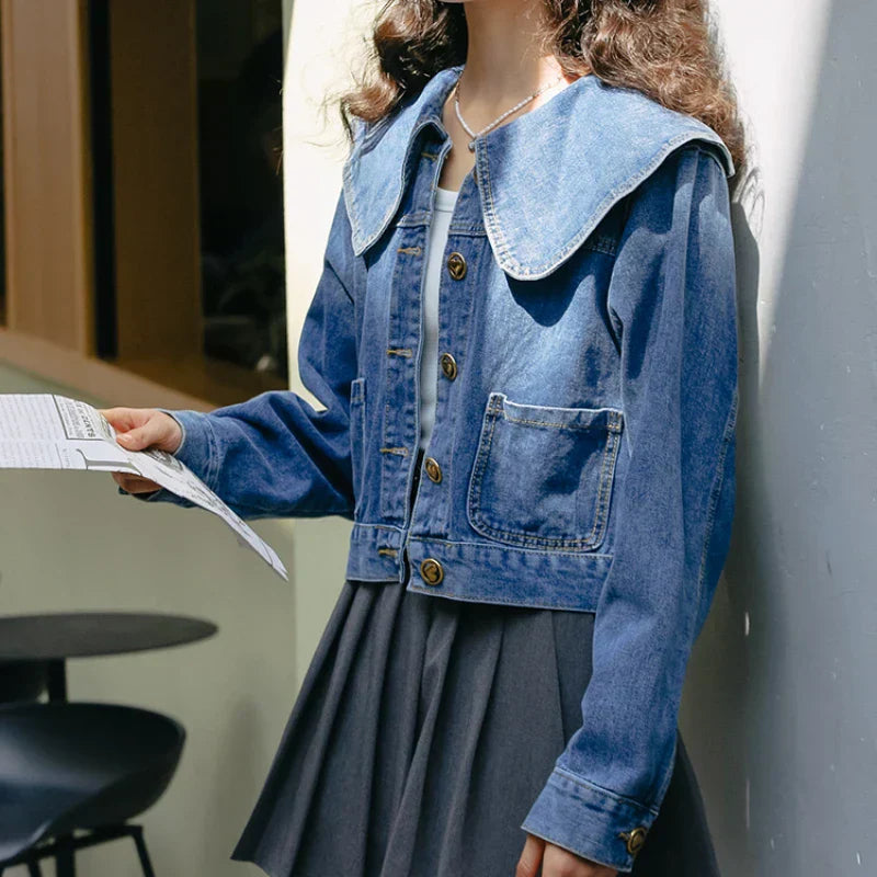 Amanda® | Damen-Jeansjacke mit Peter-Pan-Kragen